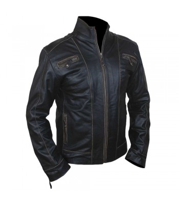 Motorcycle Designer Black Leather Jacket